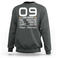 Vintage 9th Wedding Anniversary Sweatshirt Nine Years Married Gift