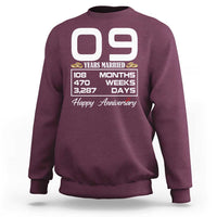 Vintage 9th Wedding Anniversary Sweatshirt Nine Years Married Gift