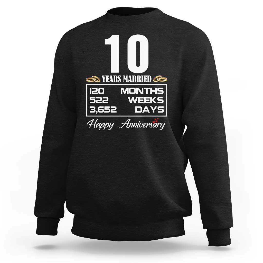 Vintage 10th Wedding Anniversary Sweatshirt Ten Years Married Gift