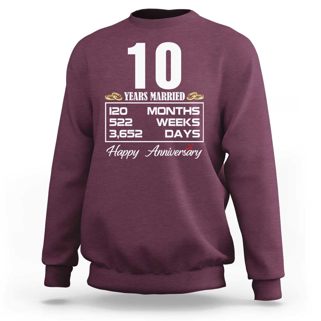 Vintage 10th Wedding Anniversary Sweatshirt Ten Years Married Gift
