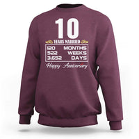 Vintage 10th Wedding Anniversary Sweatshirt Ten Years Married Gift