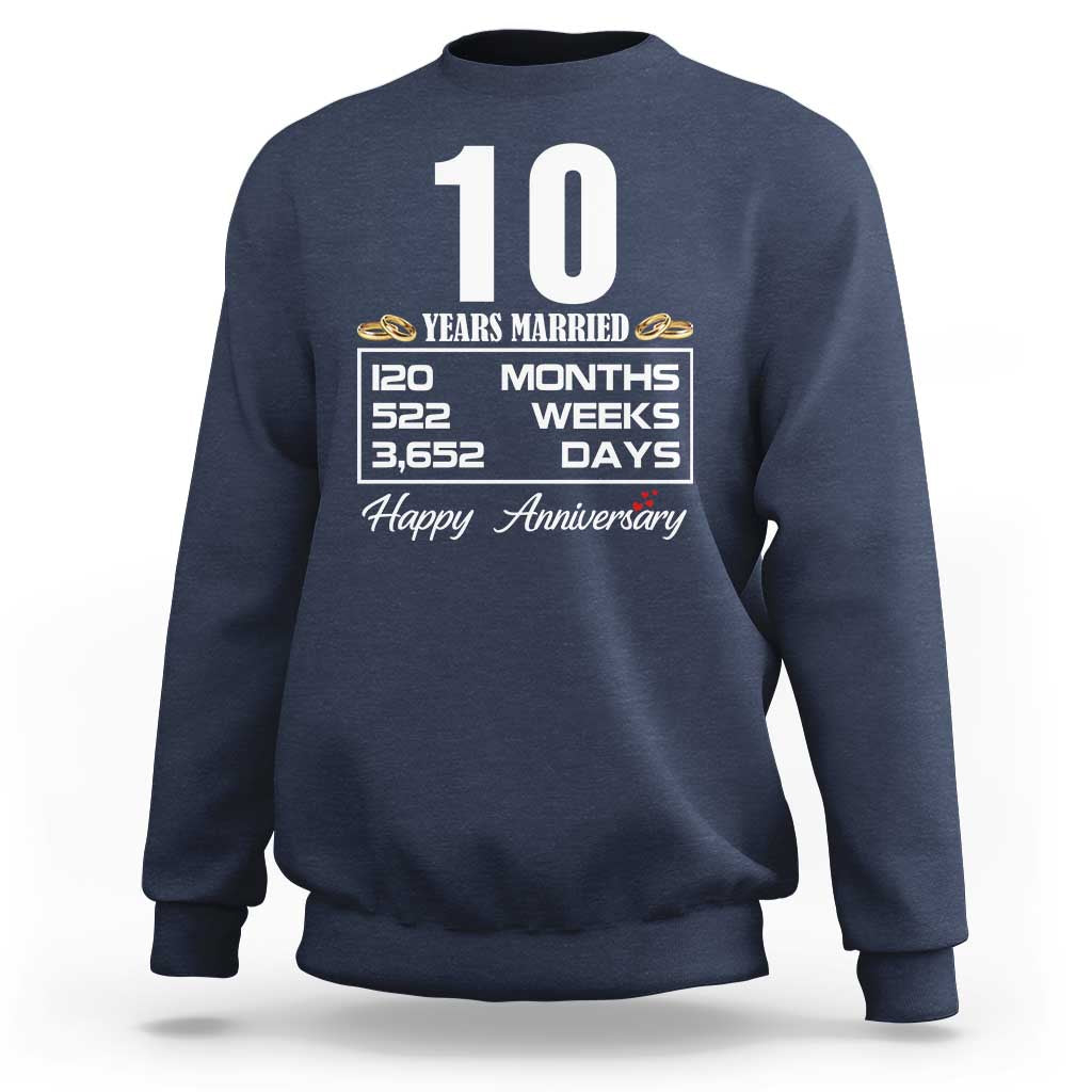 Vintage 10th Wedding Anniversary Sweatshirt Ten Years Married Gift