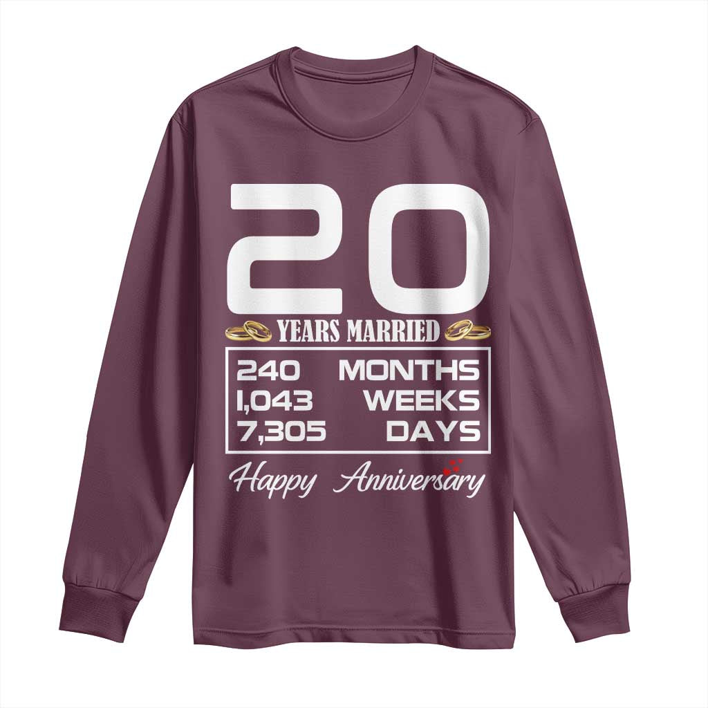 Vintage 20th Wedding Anniversary Long Sleeve Shirt Twenty Years Married Gift