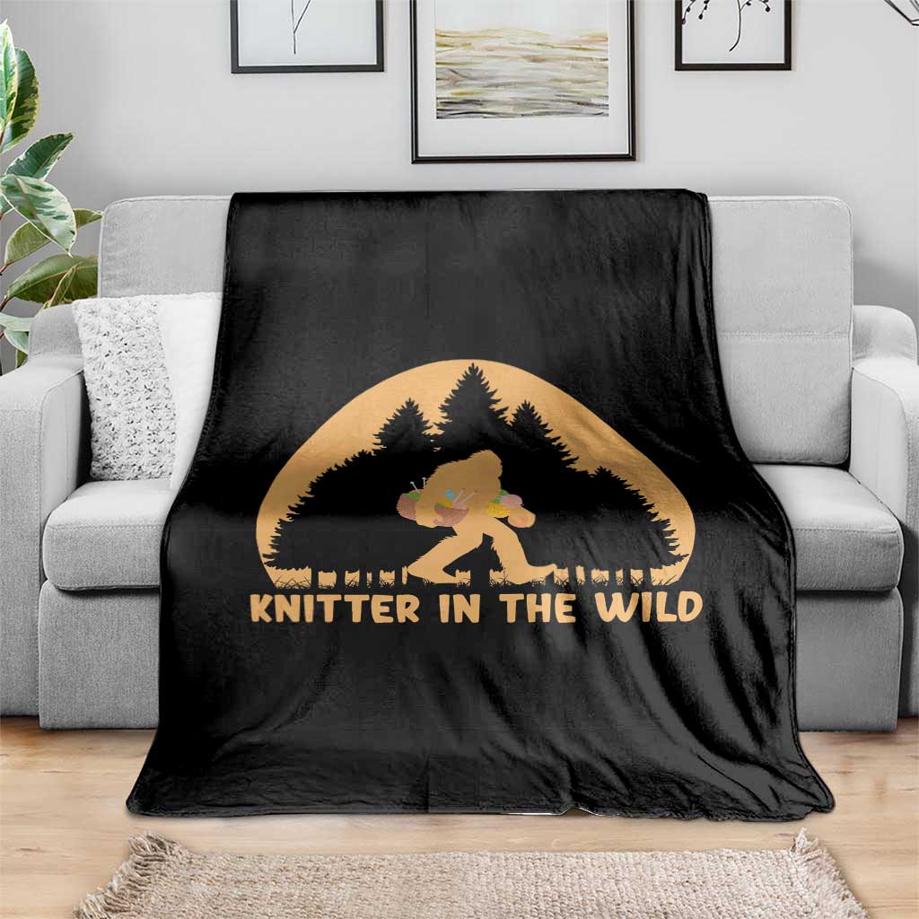 Knitting Bigfoot In The Wild Funny Gift Throw Blanket - Wonder Print Shop