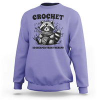 Crocheting Is Cheaper Than Therapy Sweatshirt Raccoon Yarn Lover - Wonder Print Shop