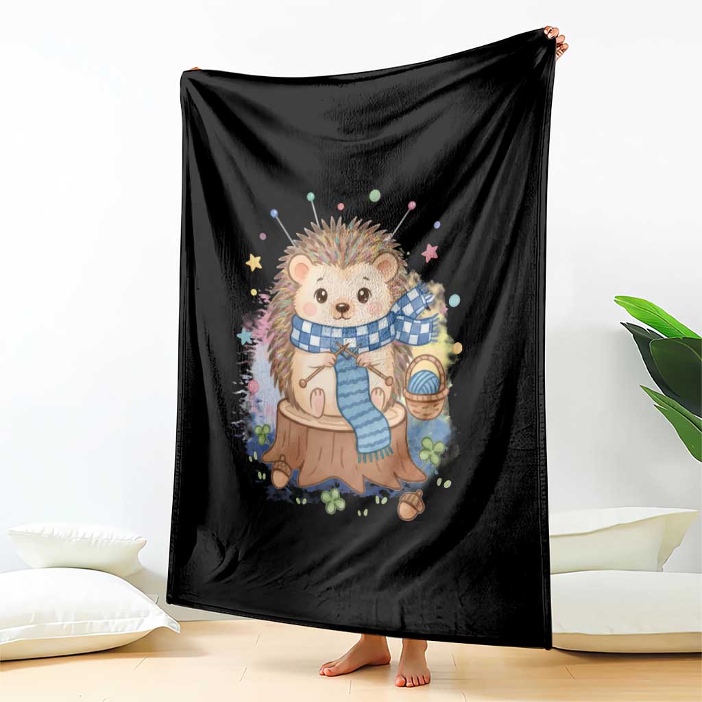 Cute Hedgehog Knitting Throw Blanket Gift For Crocheter - Wonder Print Shop