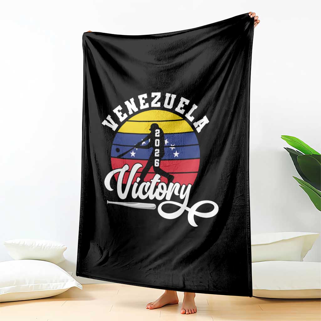 Venezuela 2026 Victory Baseball Throw Blanket Retro Softball Player Gift