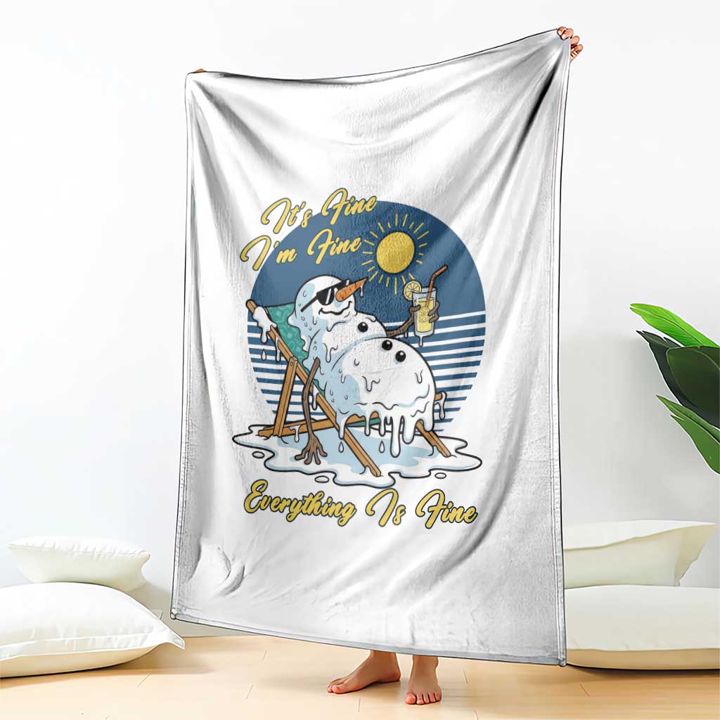 Melting Snowman Christmas In July Throw Blanket It Is Fine Everything Is Fine