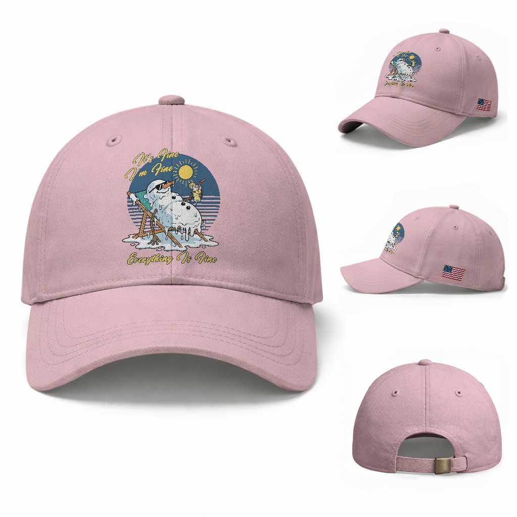 Melting Snowman Christmas In July Baseball Cap It Is Fine Everything Is Fine