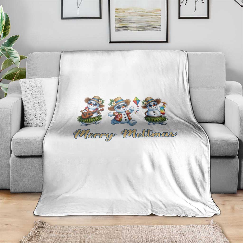 Funny Hawaiian Snowman Summer Graphic Throw Blanket Merry Meltmas