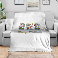Funny Hawaiian Snowman Summer Graphic Throw Blanket Merry Meltmas