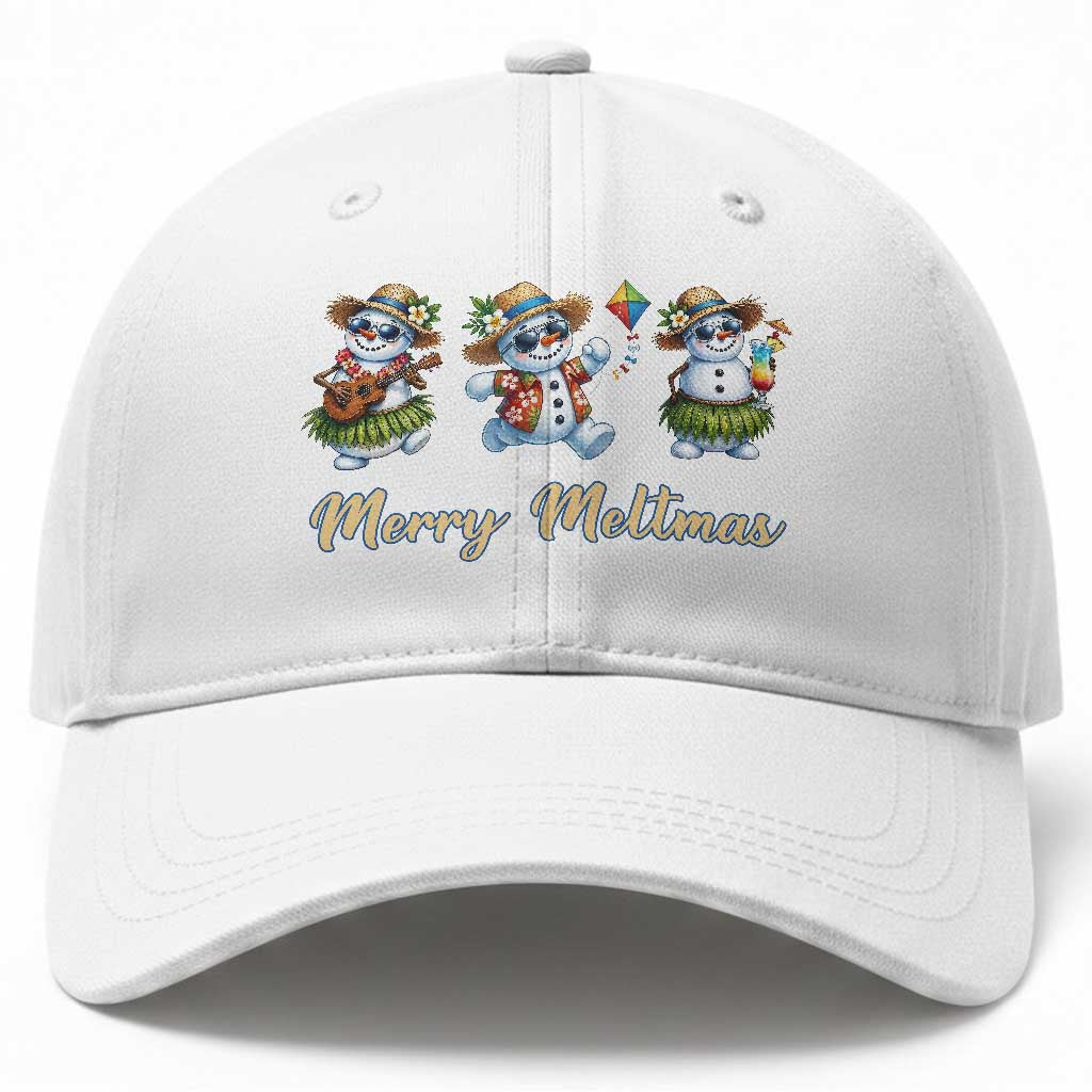Funny Hawaiian Snowman Summer Graphic Baseball Cap Merry Meltmas