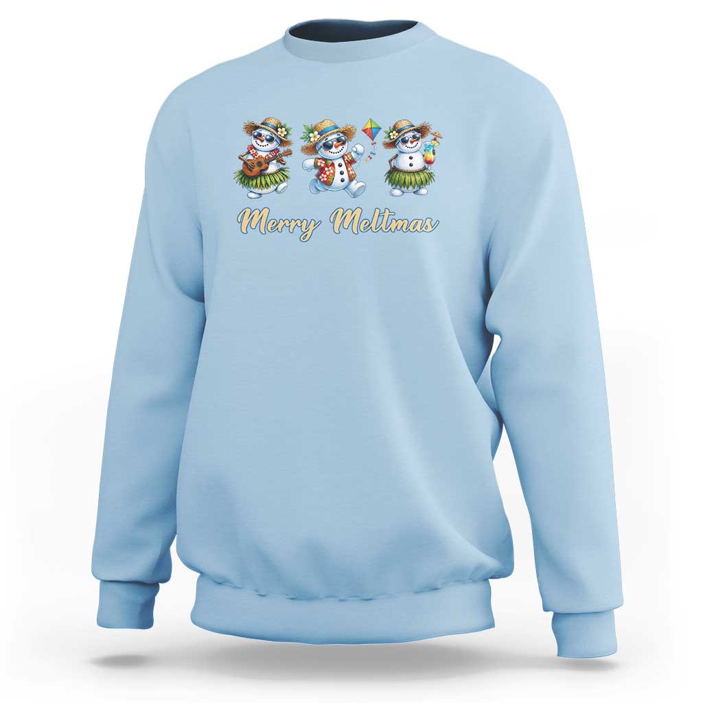 Funny Hawaiian Snowman Summer Graphic Sweatshirt Merry Meltmas