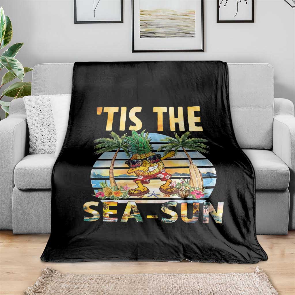 Tis The Sea Sun Throw Blanket Dabbing Pineapple Summer Vacation Gift