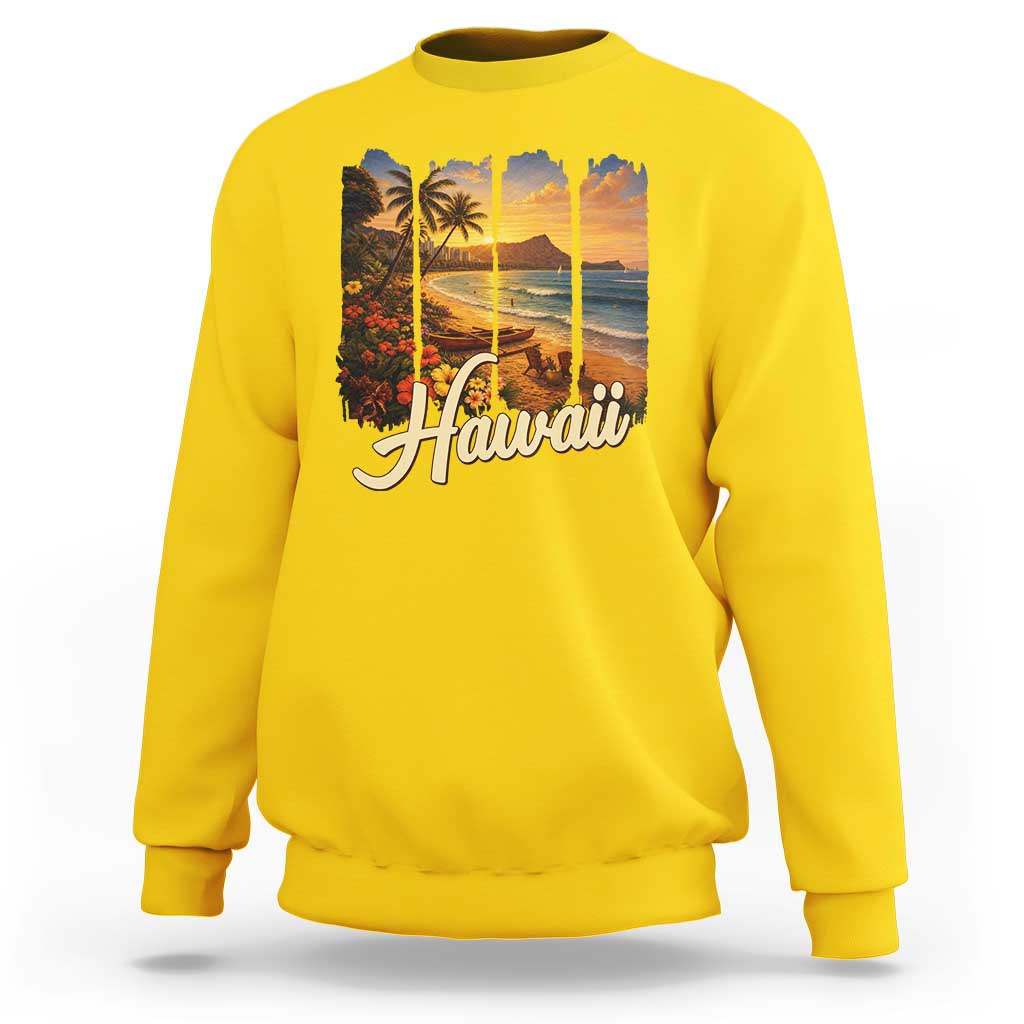 Vintage Hawaii Beach Travel Sweatshirt Sunset Ocean Landscape