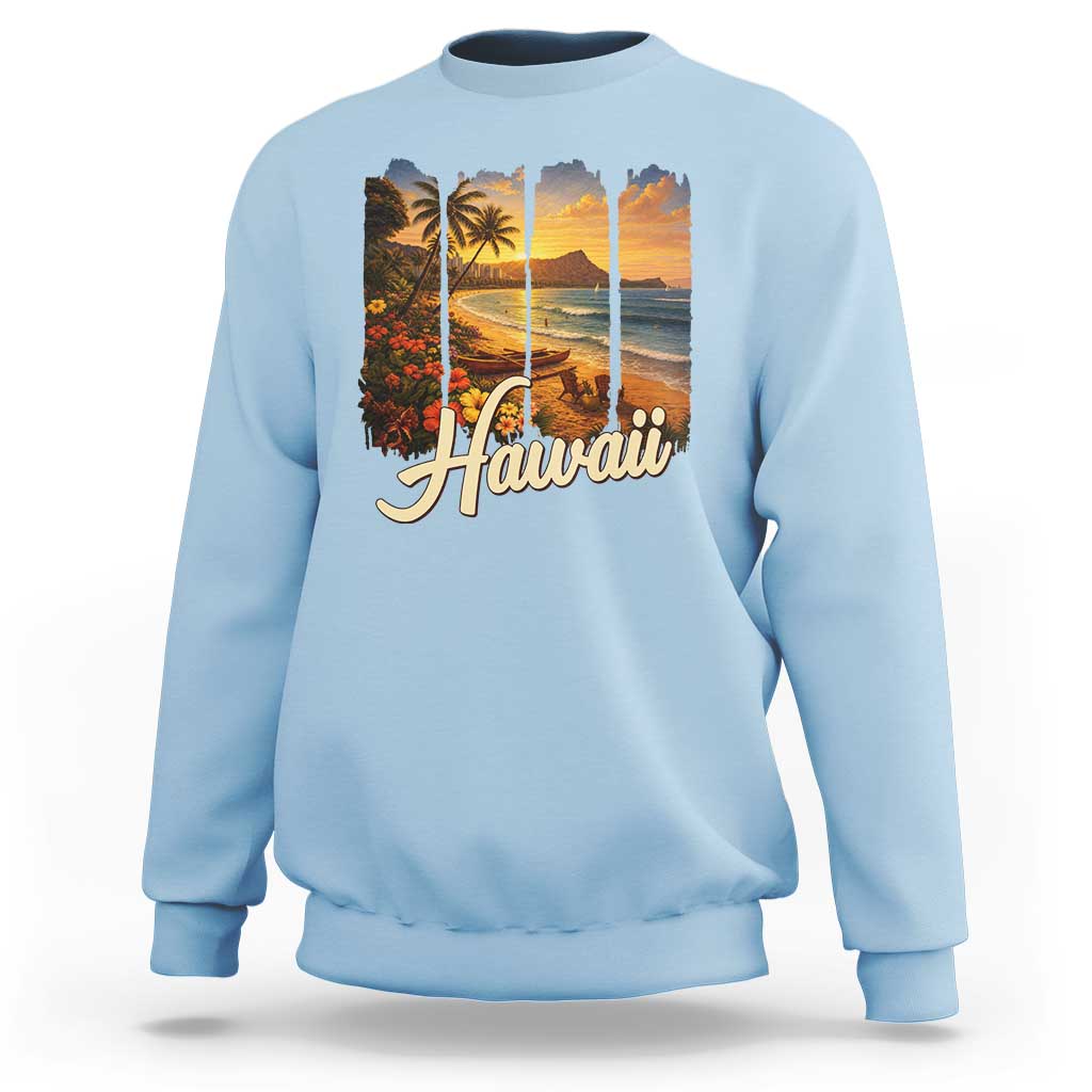 Vintage Hawaii Beach Travel Sweatshirt Sunset Ocean Landscape