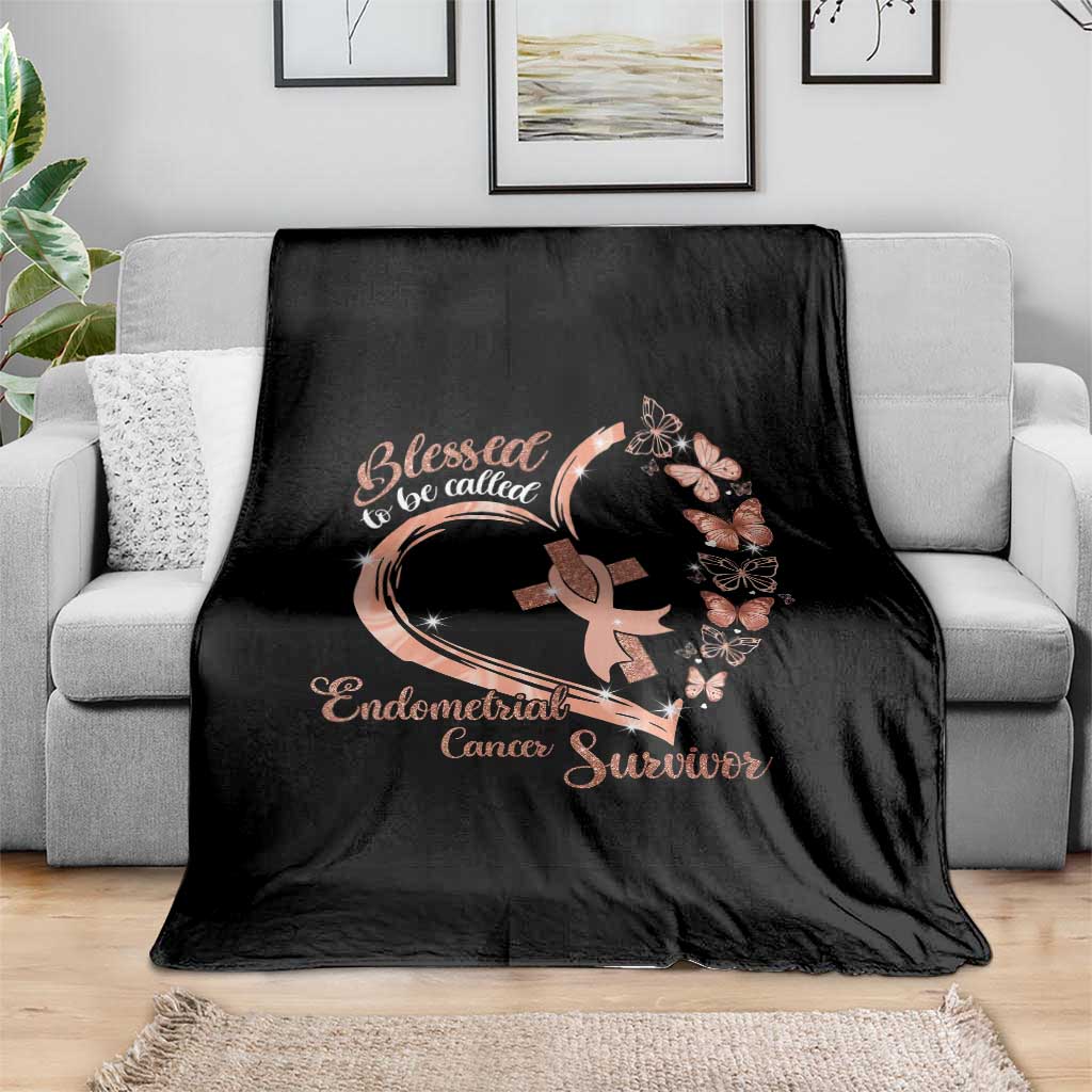 Endometrial Cancer Warrior Gift Throw Blanket Blessed To Be Called A Survivor