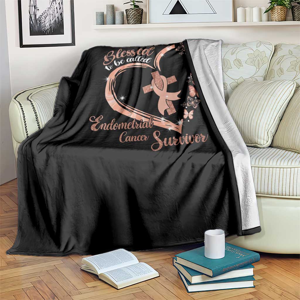 Endometrial Cancer Warrior Gift Throw Blanket Blessed To Be Called A Survivor