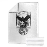 Gothic Raven On Skull With Full Moon Throw Blanket - Wonder Print Shop