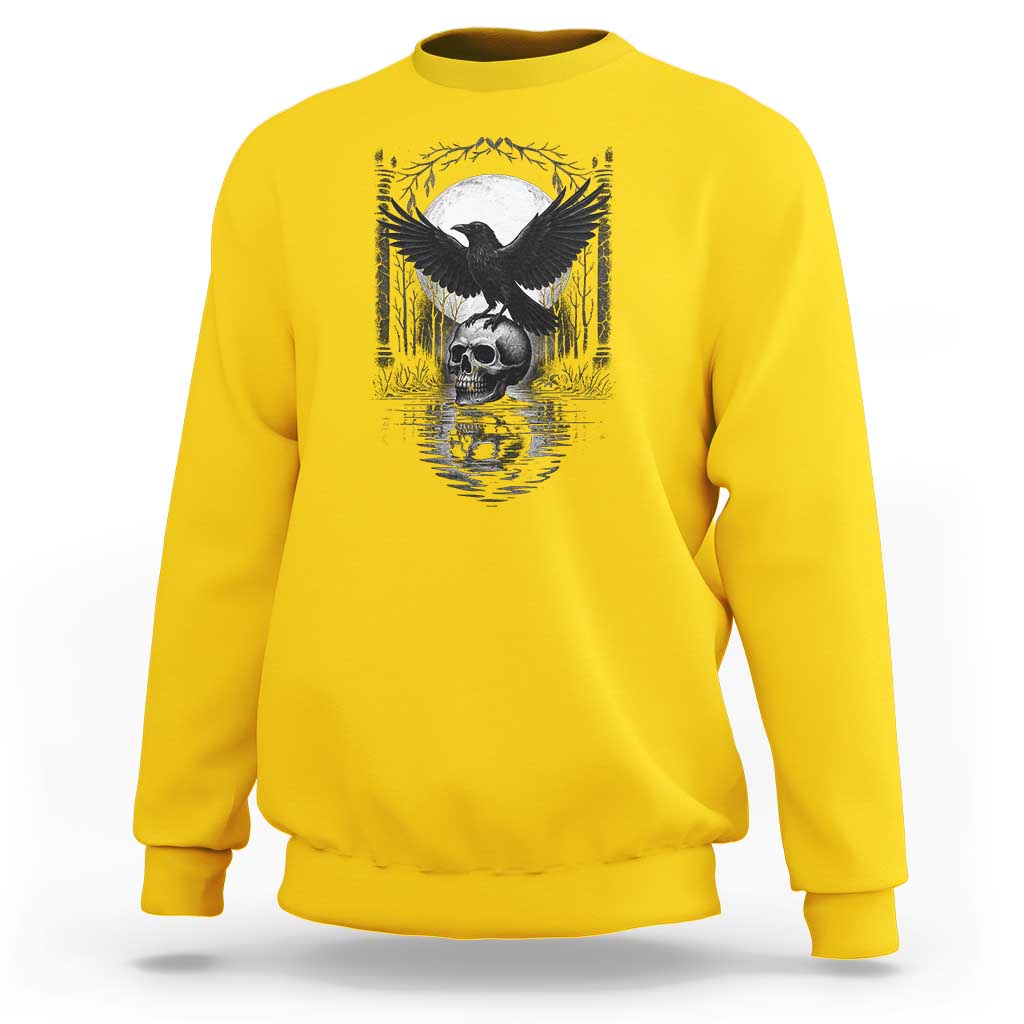 Gothic Raven On Skull With Full Moon Sweatshirt - Wonder Print Shop
