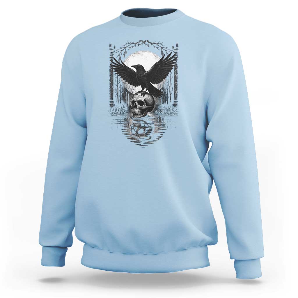Gothic Raven On Skull With Full Moon Sweatshirt - Wonder Print Shop
