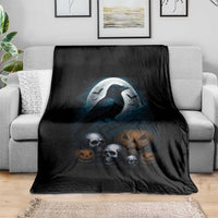 Halloween Gothic Raven Throw Blanket Full Moon Horror Art - Wonder Print Shop