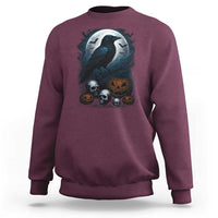 Halloween Gothic Raven Sweatshirt Full Moon Horror Art - Wonder Print Shop