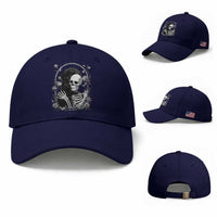Funny Full Moon Horror Art Baseball Cap Skeleton Hug Maine Coon Cat