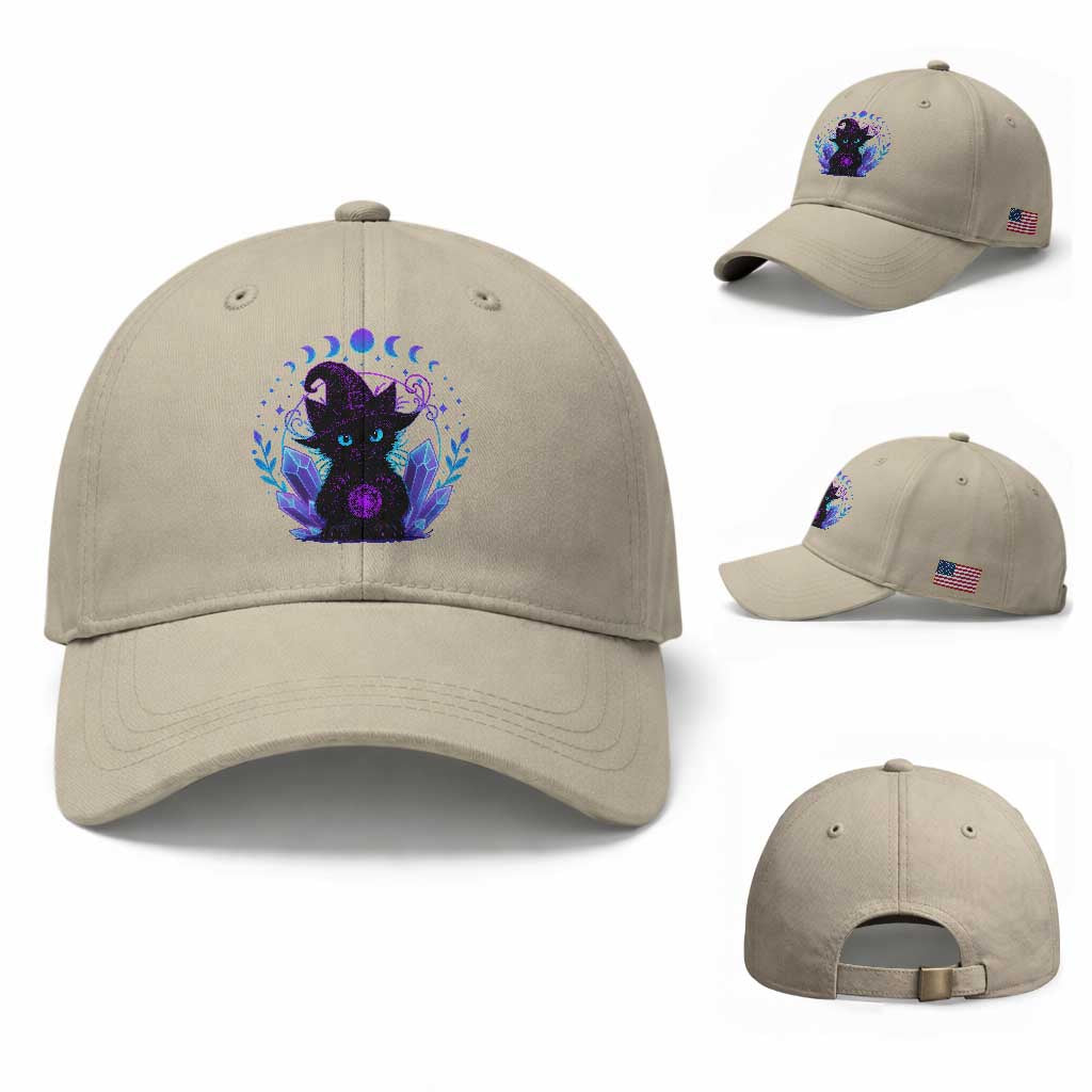 Witchy Black Cat Baseball Cap Funny Spellcasting Pastel Goth Aesthetic