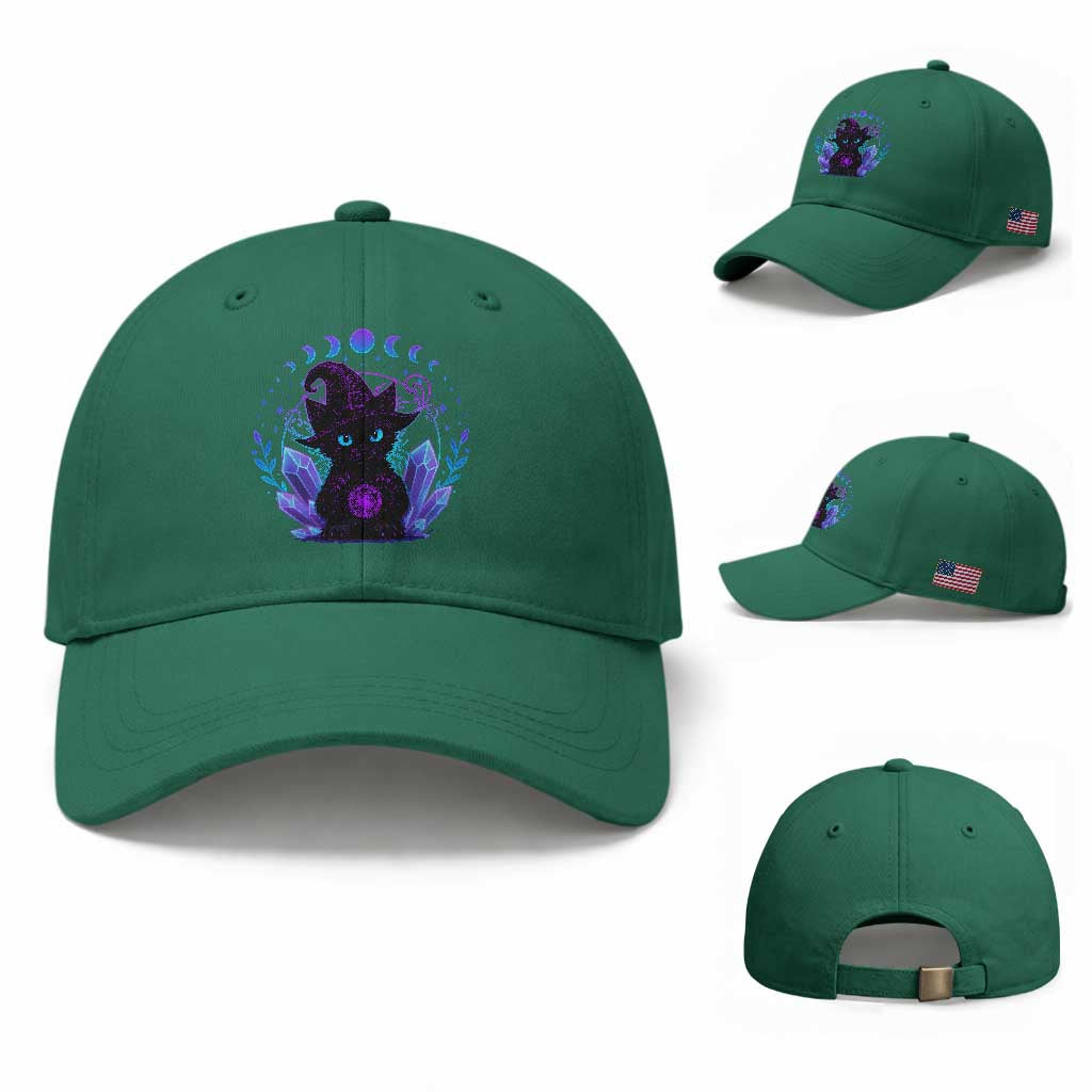 Witchy Black Cat Baseball Cap Funny Spellcasting Pastel Goth Aesthetic