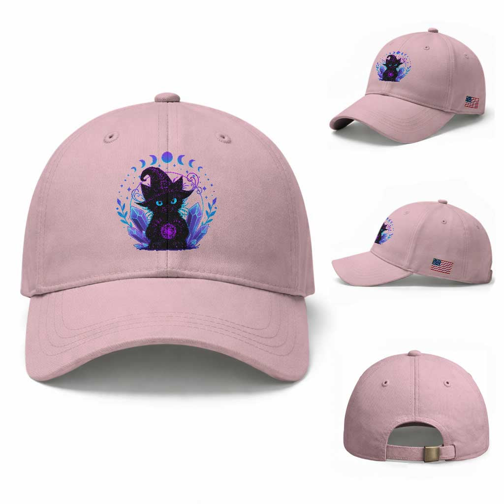 Witchy Black Cat Baseball Cap Funny Spellcasting Pastel Goth Aesthetic