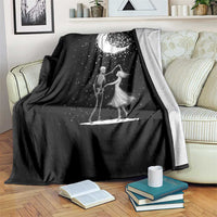 Skeleton Lover Dancing Under The Moon Dark Romantic Art Throw Blanket - Wonder Print Shop