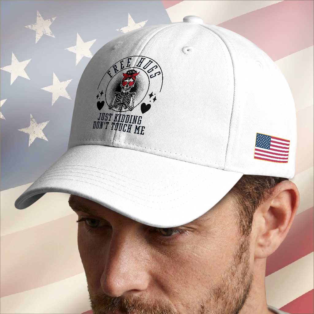 Funny Skeleton Sarcastic Gift Baseball Cap Free Hugs Do Not Touch Me