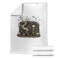 Haunted Radio Halloween Skull Ghost Throw Blanket Spooky Music Distressed Gothic Gift