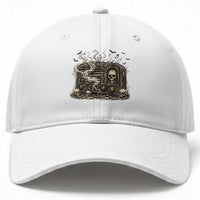 Haunted Radio Halloween Skull Ghost Baseball Cap Spooky Music Distressed Gothic Gift