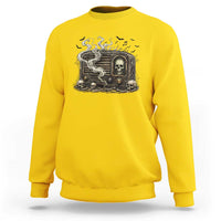 Haunted Radio Halloween Skull Ghost Sweatshirt Spooky Music Distressed Gothic Gift