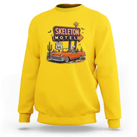 Skeleton Motel Halloween Route Highway 66 Sweatshirt Spooky Road Trip