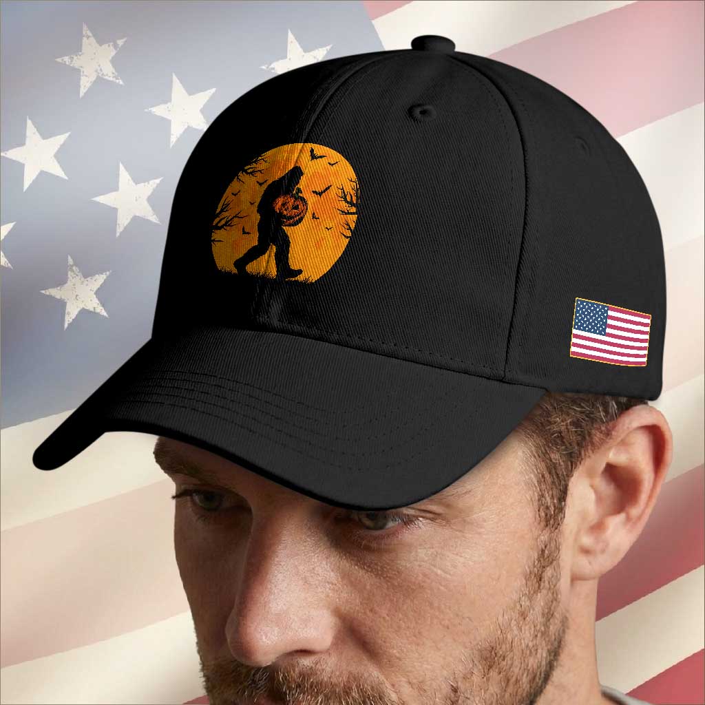 Funny Halloween Bigfoot Pumpkin Baseball Cap Spooky Cryptid Autumn Gift