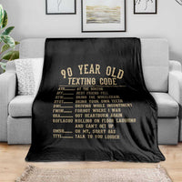 Funny 90 Year Old Texting Code Throw Blanket Senior Citizen 90th Birthday Gift