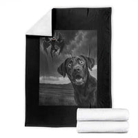 Funny Labrador Selfie With Mothman Throw Blanket Cryptid Gift - Wonder Print Shop