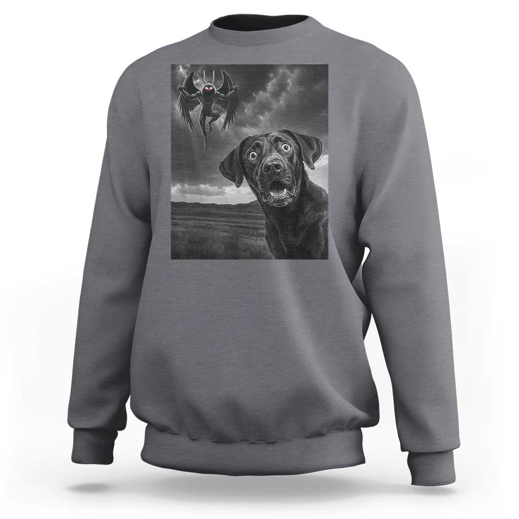 Funny Labrador Selfie With Mothman Sweatshirt Cryptid Gift - Wonder Print Shop