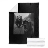 Funny Labrador Selfie With Bear Throw Blanket Dog Lover Gift - Wonder Print Shop