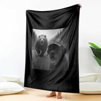 Funny Labrador Selfie With Bear Throw Blanket Dog Lover Gift - Wonder Print Shop