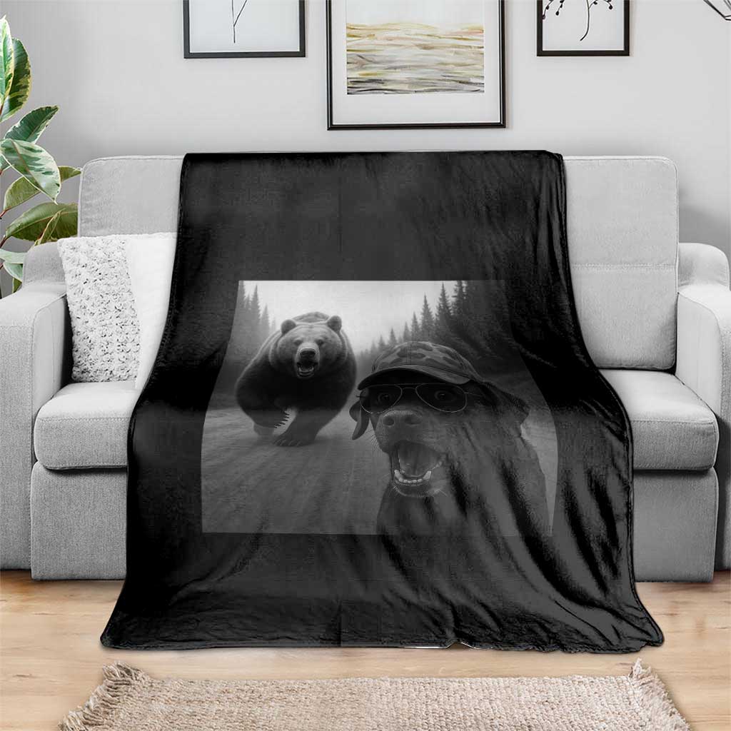 Funny Labrador Selfie With Bear Throw Blanket Dog Lover Gift - Wonder Print Shop