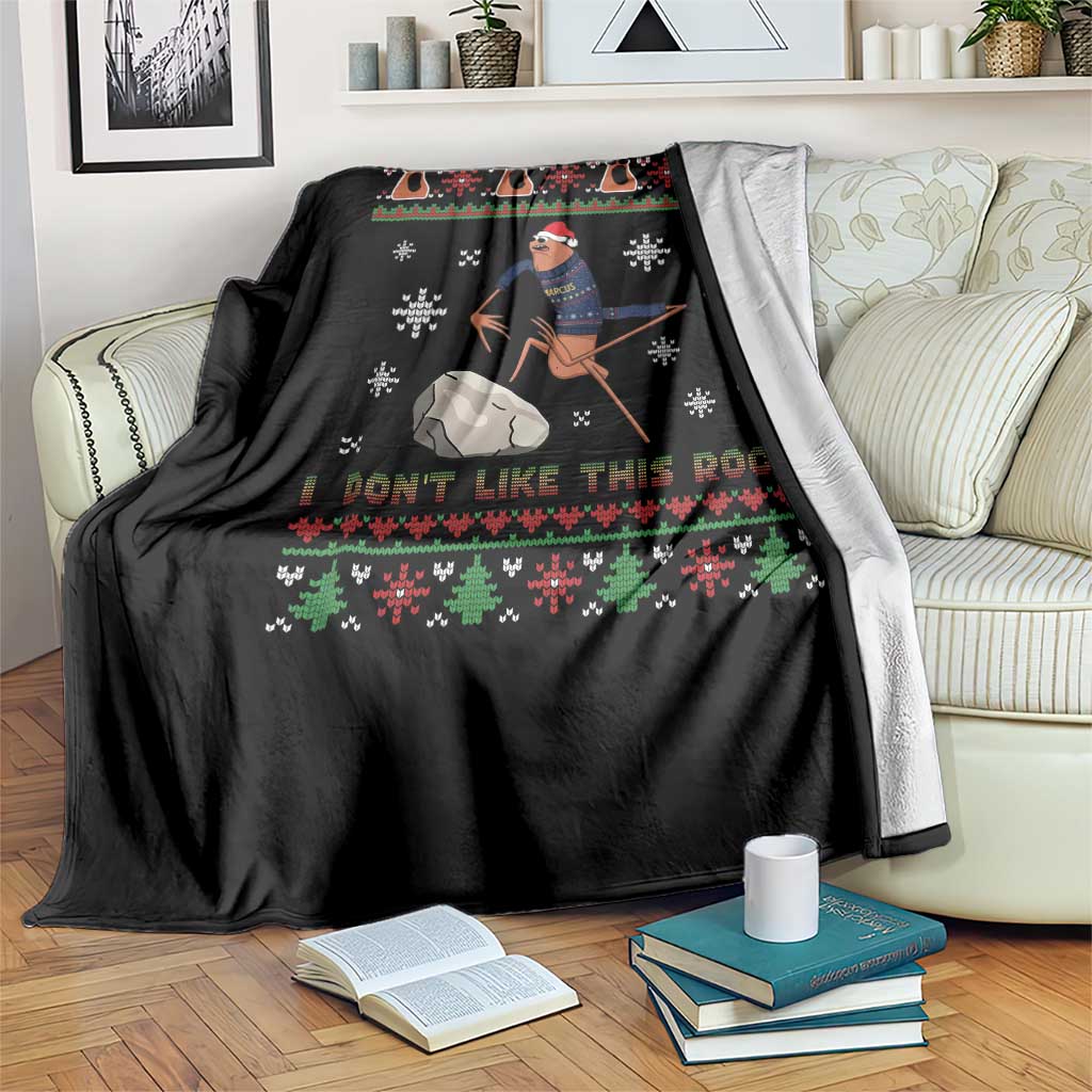 Funny Marcus The Worm Meme Throw Blanket I Do Not Like This Rock Ugly Christmas Gift - Wonder Print Shop