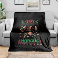 Funny Merry Marcus Throw Blanket Ugly Christmas Marcus The Worm Meme Gift - Wonder Print Shop