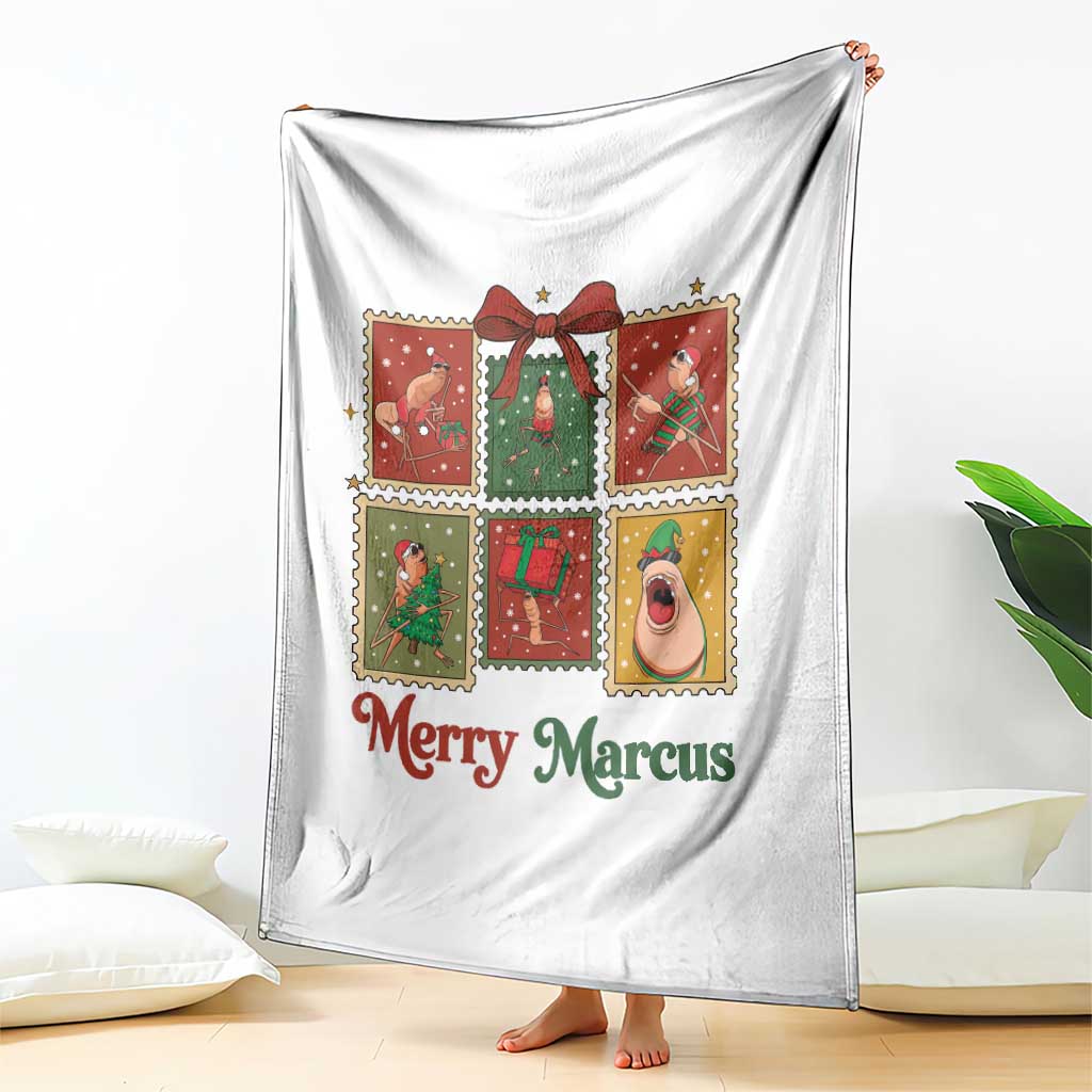 Christmas Marcus The Worm Meme Throw Blanket Funny Merry Marcus Gift - Wonder Print Shop