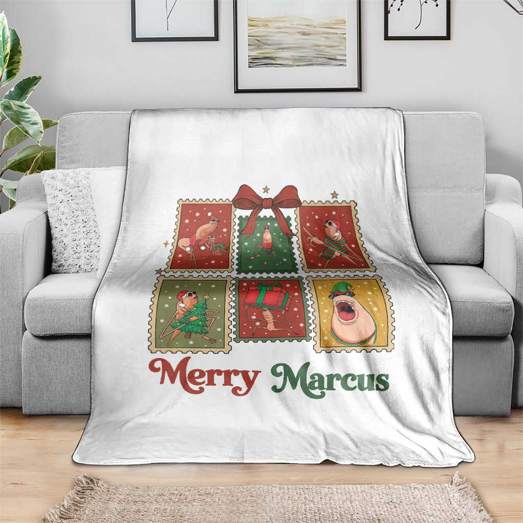 Christmas Marcus The Worm Meme Throw Blanket Funny Merry Marcus Gift - Wonder Print Shop