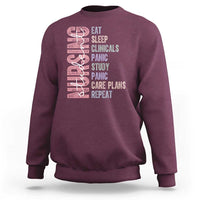 Funny Student Nurse Life Sweatshirt Eat Sleep Clinicals Panic Study Repeat