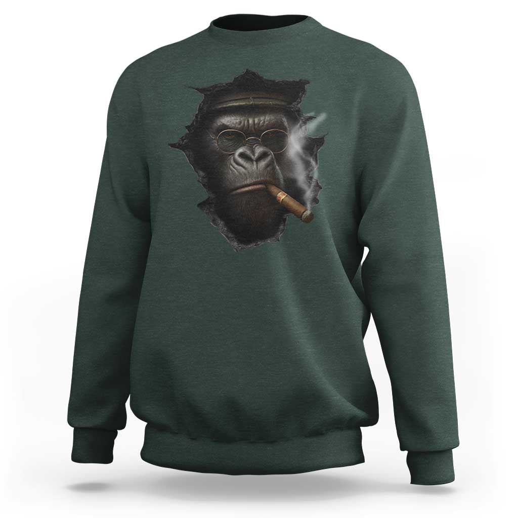Cool Gorilla With Cigar Sweatshirt Animal Lover Gift - Wonder Print Shop